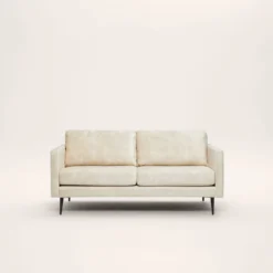 Canapé 2 Places CESARE Velours Vintage Calcaire