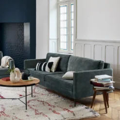 Canapé 3 Places CESARE Velours Vintage Kaki Grisé -Décoration & meubles pour la maison canape 3 places CESARE 007730 GV ND 1