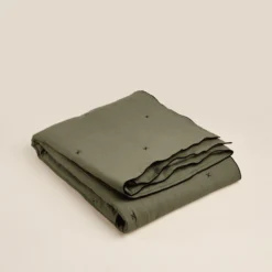 Couvre-lit Matelassé CARLINA Kaki Grisé Et Bourdon Noir