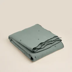 Couvre-lit Matelassé CARLINA Vert De Gris Et Bourdon Noir -Décoration & meubles pour la maison couvre lit matelasse CARLINA 006499 V4G 4