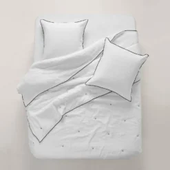 Couvre-lit Matelassé CARLINA Blanc Pur Et Bourdon Noir -Décoration & meubles pour la maison couvre lit matelasse CARLINA 006499 WG 5