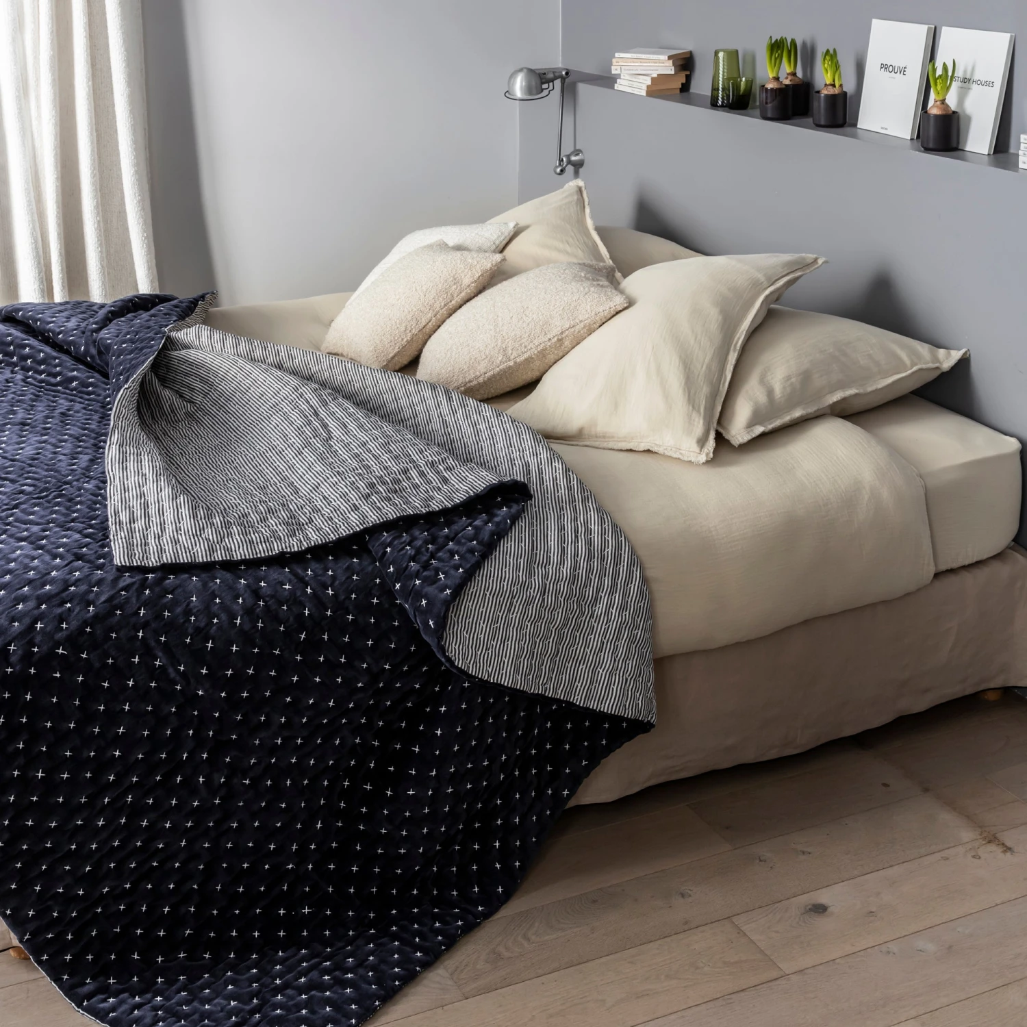 Couvre-lit Matelassé MALO Bleu Nuit 2 Couvre-lit Matelassé MALO Bleu Nuit – Image 2