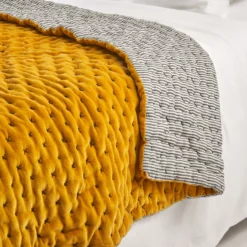 Couvre-lit Matelassé MALO Ocre -Décoration & meubles pour la maison couvre lit matelasse MALO 007266 J18 6