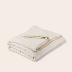 Couvre-lit DASHAN Ecru Et Feston Ocre