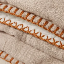 Couvre-lit DASHAN Beige Naturel Et Feston Caramel 17 Couvre-lit DASHAN Beige Naturel Et Feston Caramel -Décoration & meubles pour la maison couvre lit DASHAN 009037 N3 10