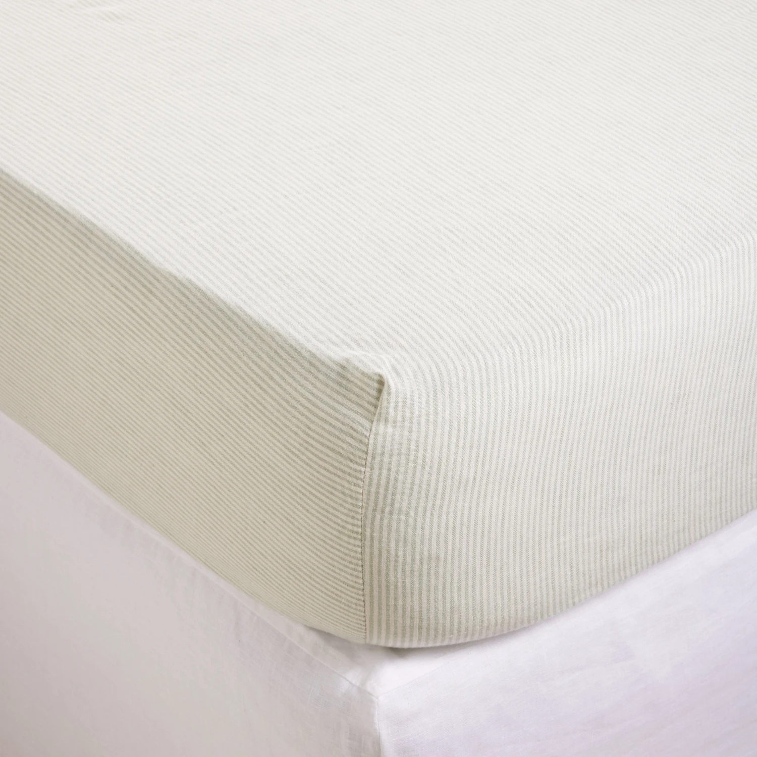 Drap Housse FINEA Ivoire Et Vert De Gris 3 Drap Housse FINEA Ivoire Et Vert De Gris – Image 3