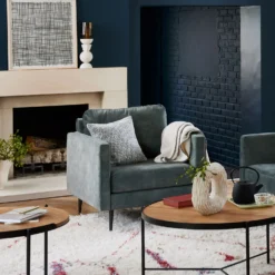 Fauteuil CESARE Velours Vintage Kaki Grisé 13 Fauteuil CESARE Velours Vintage Kaki Grisé -Décoration & meubles pour la maison fauteuil CESARE 007732 GV ND 1