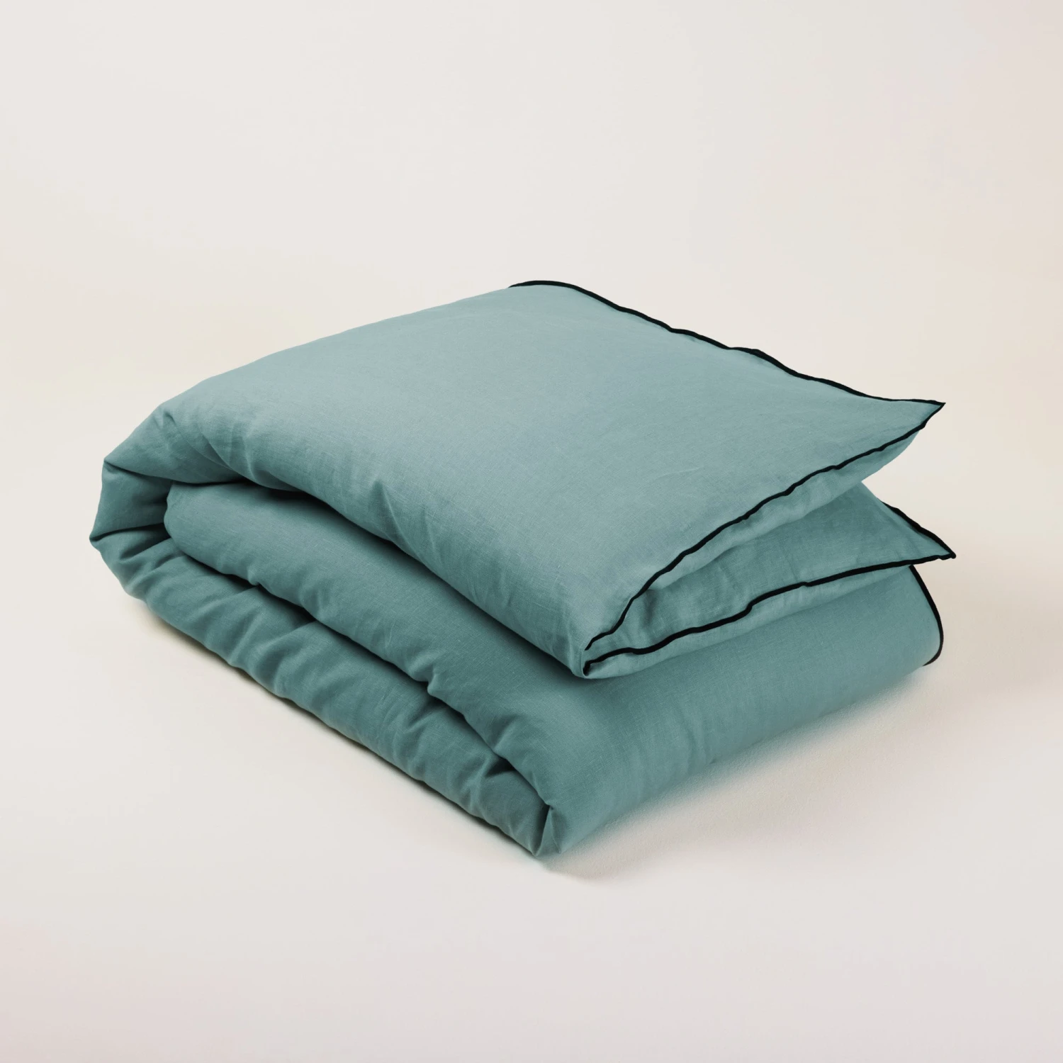 Housse D'édredon CARLINA Vert De Gris Et Bourdon Noir 1 Housse D'édredon CARLINA Vert De Gris Et Bourdon Noir