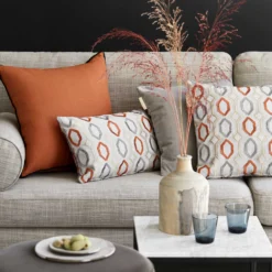 Housse De Coussin BARTOLO Gris Et Orange Brulée -Décoration & meubles pour la maison housse de coussin BARTOLO 006614 GO C1 9