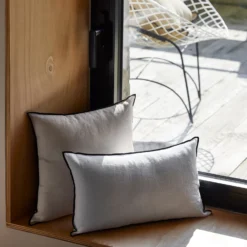 Housse De Coussin CARLINA Calcaire Et Bourdon Noir -Décoration & meubles pour la maison housse de coussin CARLINA 006407 N2G C1 1