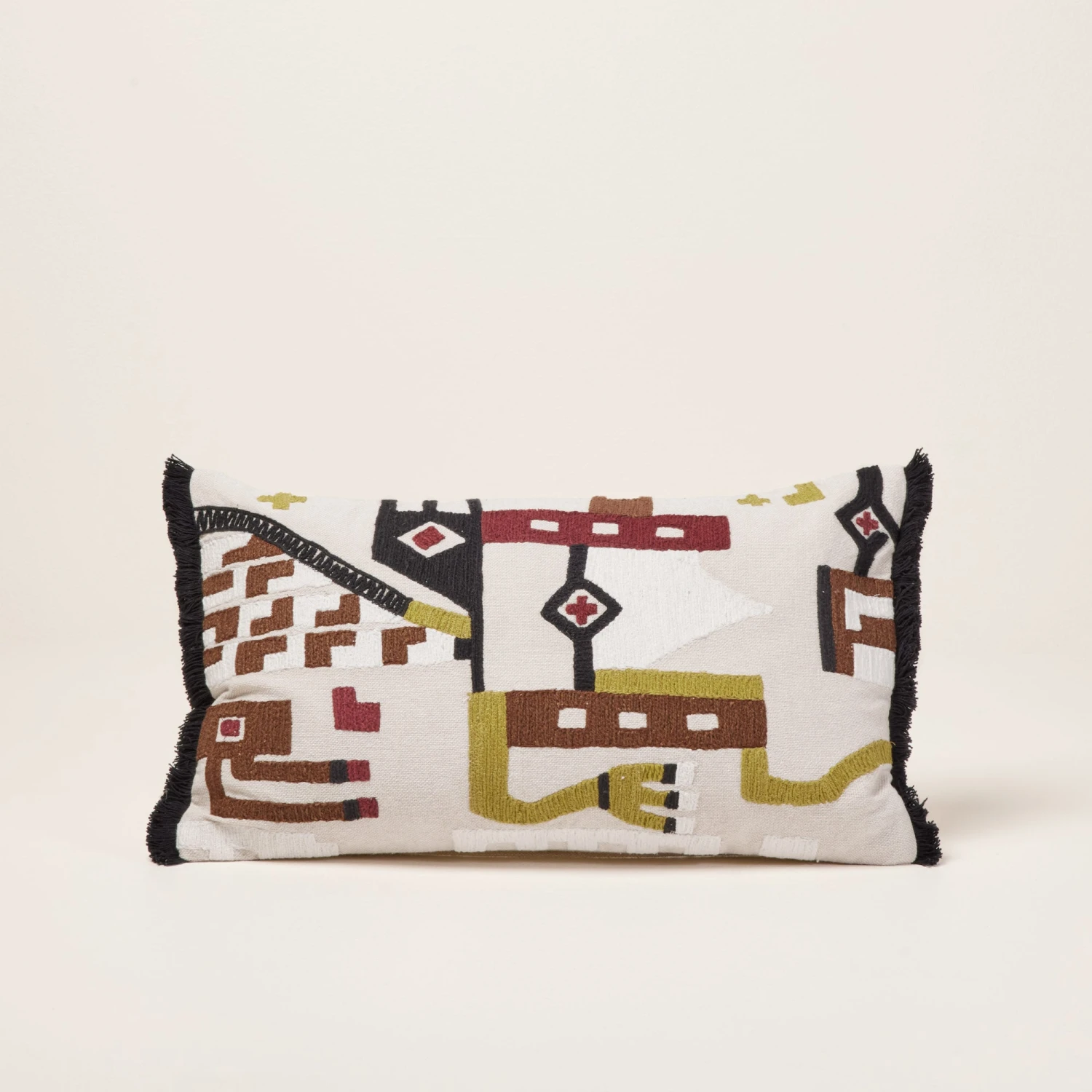 Housse De Coussin HAZCAS Naturel Et Sangria 1 Housse De Coussin HAZCAS Naturel Et Sangria