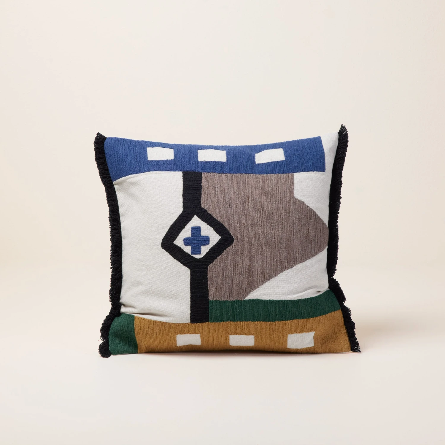 Housse De Coussin JALISCO Naturel Et Cobalt 4 Housse De Coussin JALISCO Naturel Et Cobalt – Image 4