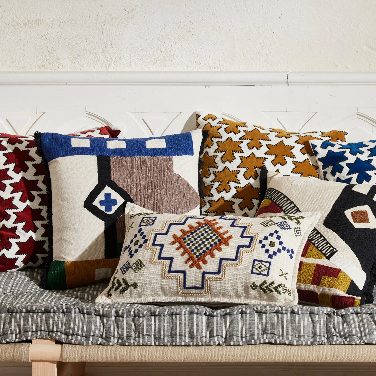 Housse De Coussin JALISCO Naturel Et Cobalt 2 Housse De Coussin JALISCO Naturel Et Cobalt – Image 2