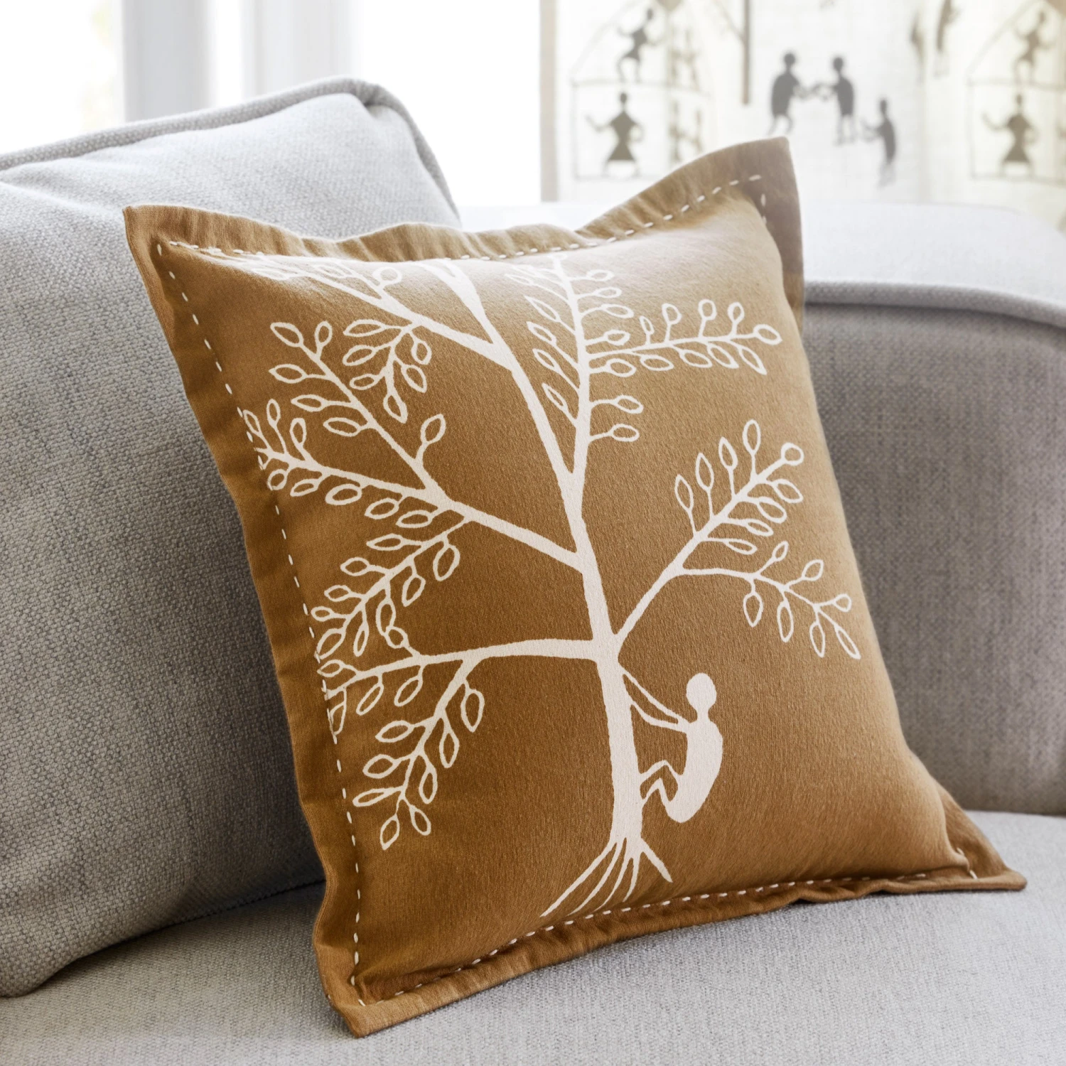 Housse De Coussin KANAN Marron Et écru 1 Housse De Coussin KANAN Marron Et écru