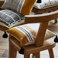 Housse De Coussin MAHDI Naturel Ocre Et Noir -Décoration & meubles pour la maison housse de coussin MAHDI 007412 J18 C1 1