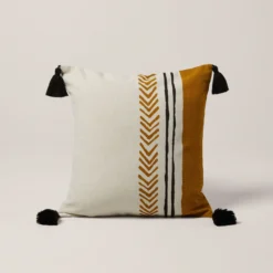 Housse De Coussin MAHDI Naturel Ocre Et Noir