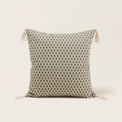 Housse De Coussin SANJAY Ecru Et Gris Graphite -Décoration & meubles pour la maison housse de coussin SANJAY 007917 NG C1 4