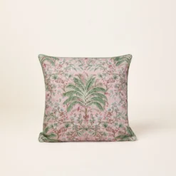 Housse De Coussin UBARI Rose Pétale Et Vert