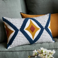 Housse De Coussin ZAYI Ivoire Et Pétrole -Décoration & meubles pour la maison housse de coussin ZAYI 007525 WB CM 1