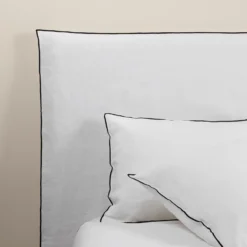 Housse De Tête De Lit CARLINA Blanc Pur Et Bourdon Noir -Décoration & meubles pour la maison housse de tete de lit CARLINA 006988 WG 7