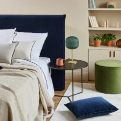 Housse De Tête De Lit DARIO Bleu Nuit Et Bourdon Noir -Décoration & meubles pour la maison housse de tete de lit DARIO 007737 B20G 1