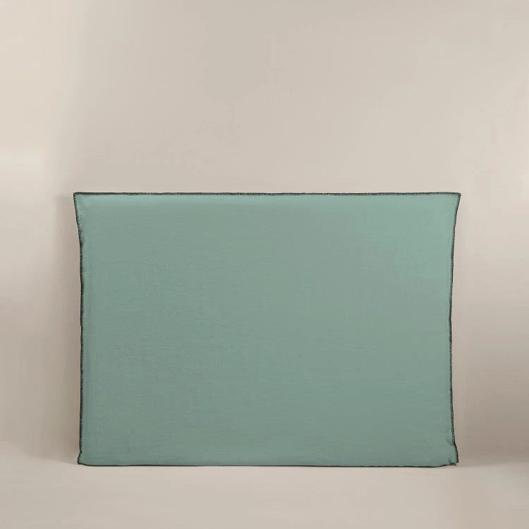 Housse De Tête De Lit NINO Vert De Gris Et Feston Noir 1 Housse De Tête De Lit NINO Vert De Gris Et Feston Noir