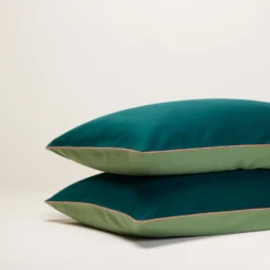 Lot De 2 Taies D'oreiller ADEN Vert Loden Et Corail 13 Lot De 2 Taies D'oreiller ADEN Vert Loden Et Corail -Décoration & meubles pour la maison lot de 2 taies d oreiller ADEN 007871 VR C3 4