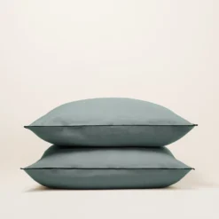 Lot De 2 Taies D'oreiller CARLINA Vert De Gris Et Bourdon Noir