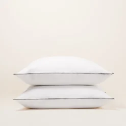 Lot De 2 Taies D'oreiller CARLINA Blanc Pur Et Bourdon Noir 14 Lot De 2 Taies D'oreiller CARLINA Blanc Pur Et Bourdon Noir -Décoration & meubles pour la maison lot de 2 taies d oreiller CARLINA 007693 WG C2 4