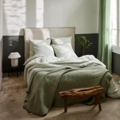 Lot De 2 Taies D'oreiller FINEA Ivoire Et Vert De Gris -Décoration & meubles pour la maison lot de 2 taies d oreiller FINEA 009164 WV C2 2