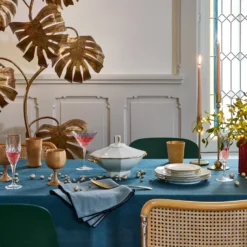 Nappe Rectangulaire CARLINA Pétrole Et Bourdon Noir