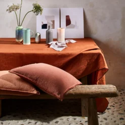 Nappe Rectangulaire CARLINA Terracotta Et Bourdon Noir 14 Nappe Rectangulaire CARLINA Terracotta Et Bourdon Noir -Décoration & meubles pour la maison nappe rectangulaire CARLINA 007341 M9G 3