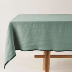 Nappe Rectangulaire NINO Vert De Gris Et Feston Noir 12 Nappe Rectangulaire NINO Vert De Gris Et Feston Noir -Décoration & meubles pour la maison nappe rectangulaire NINO 007345 V4FG 4