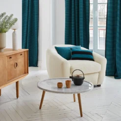 Rideau Panneau DONNIE Bleu Canard Et Noir -Décoration & meubles pour la maison panneau DONNIE 007303 GB 1