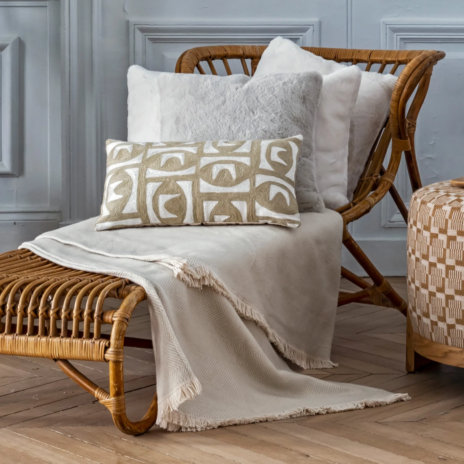 Plaid HAIDEN Ecru Et Glacier 1 Plaid HAIDEN Ecru Et Glacier