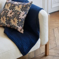 Plaid ILARIO Encre Bleue Et Feston Noir -Décoration & meubles pour la maison plaid ILARIO 007655 B20FG 1