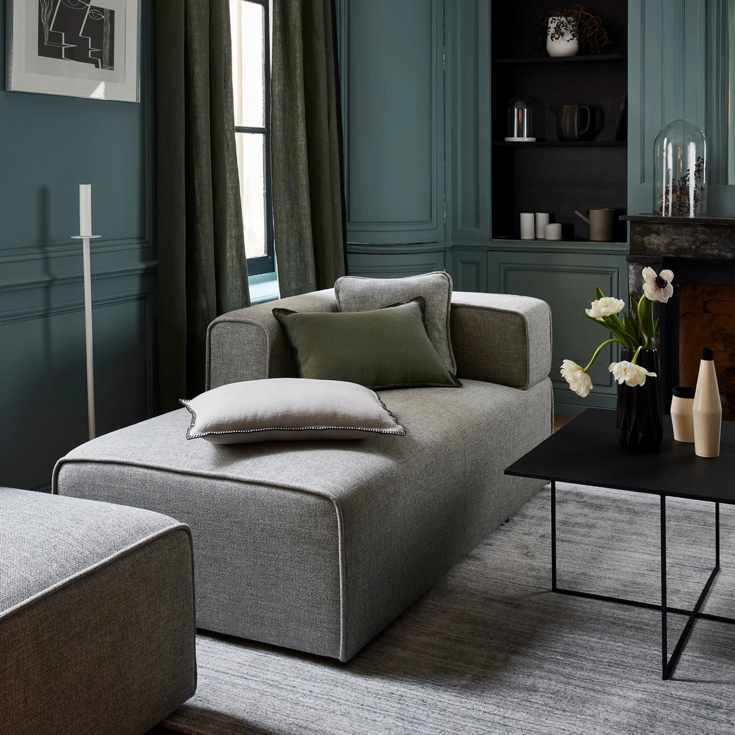 Pouf Modulable ANDERS Gris Moyen Chiné 4 Pouf Modulable ANDERS Gris Moyen Chiné – Image 4