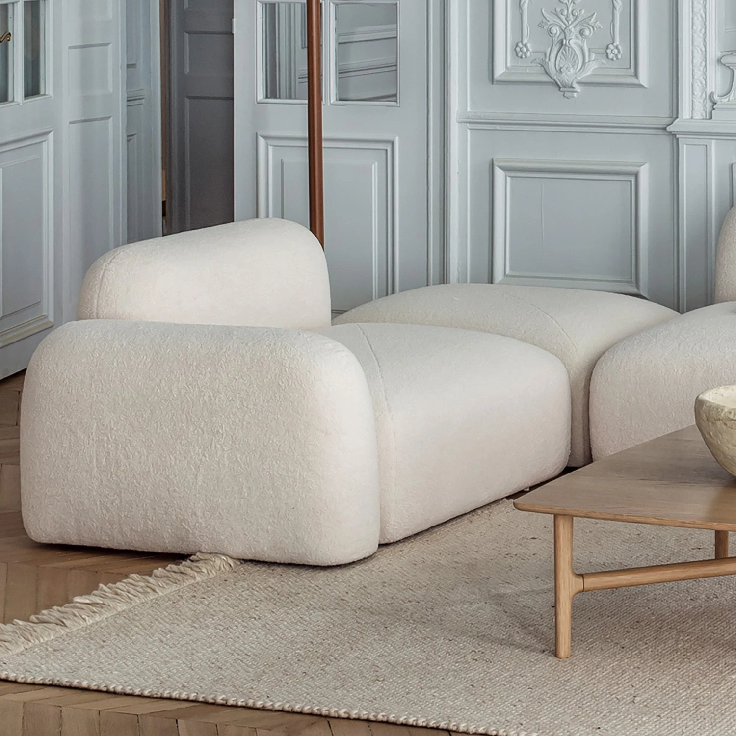 Pouf Modulable ISILD Bouclette Ivoire 2 Pouf Modulable ISILD Bouclette Ivoire – Image 2