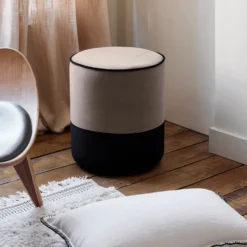 Pouf NOE Cendre Et Noir 10 Pouf NOE Cendre Et Noir -Décoration & meubles pour la maison pouf NOE 007850 NG H1 1