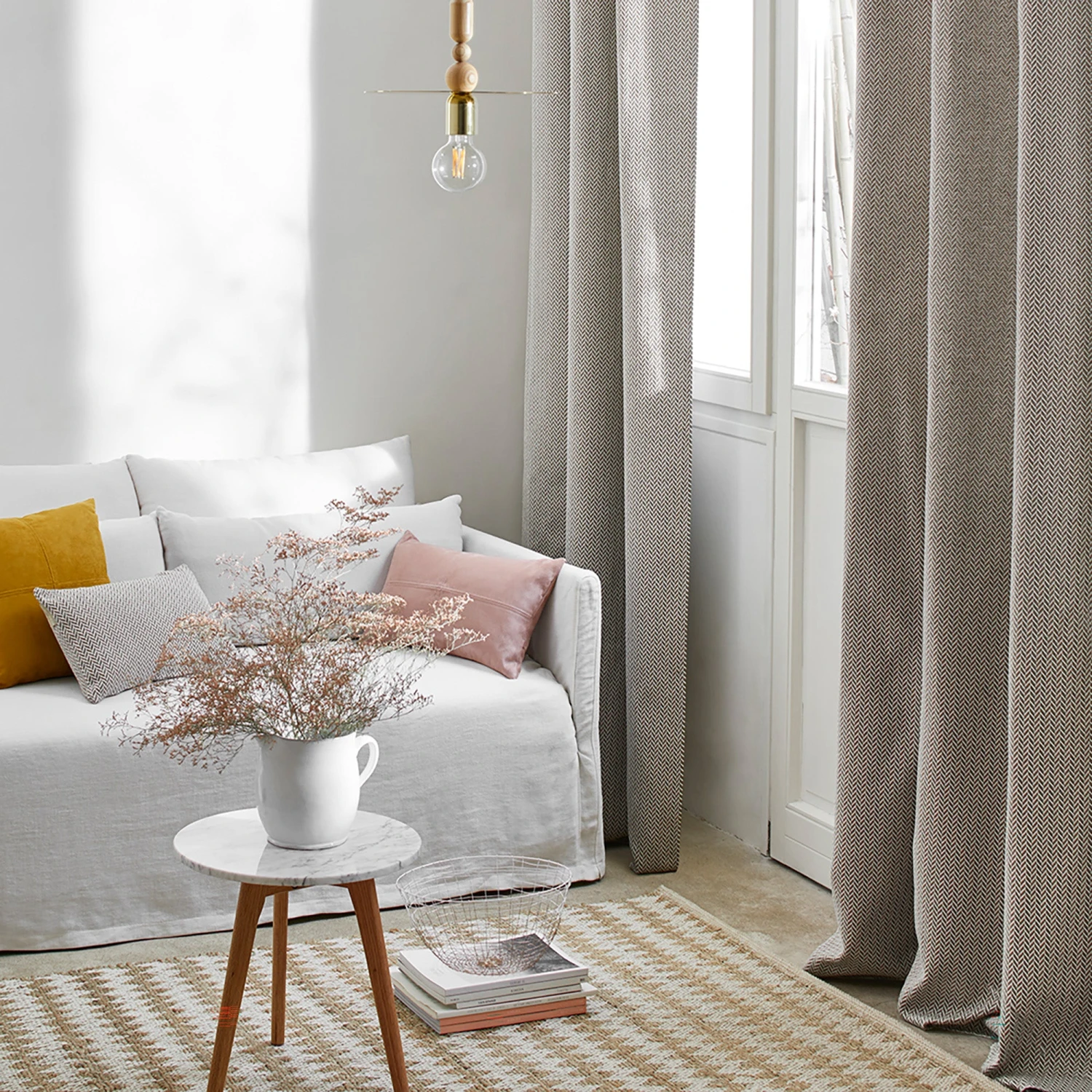 Rideau à Oeillets Dorés ALEJANDRO écru Multicolore 3 Rideau à Oeillets Dorés ALEJANDRO écru Multicolore – Image 3