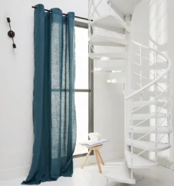 Rideau à Oeillets Noirs CARLINA Pétrole Et Bourdon Noir -Décoration & meubles pour la maison rideau a oeillets noirs CARLINA 006498 BVG 1