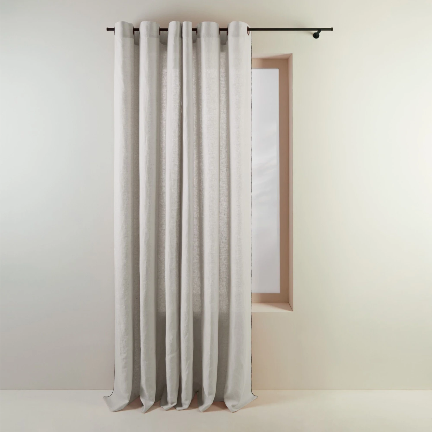 Rideau à Oeillets Noirs CARLINA Calcaire Et Bourdon Noir 5 Rideau à Oeillets Noirs CARLINA Calcaire Et Bourdon Noir – Image 5