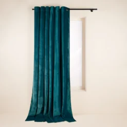 Rideau à Oeillets Noirs DARIO Bleu Canard Et Bourdon Noir -Décoration & meubles pour la maison rideau a oeillets noirs DARIO 008421 B12G 4