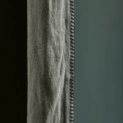 Rideau à Oeillets Noirs NINO Kaki Grisé Et Feston Noir