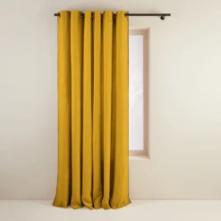 Rideau à Oeillets Noirs NINO Ocre Et Feston Noir -Décoration & meubles pour la maison rideau a oeillets noirs NINO 006467 J18FG 4