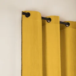 Rideau à Oeillets Noirs NINO Ocre Et Feston Noir -Décoration & meubles pour la maison rideau a oeillets noirs NINO 006467 J18FG 5