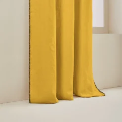 Rideau à Oeillets Noirs NINO Ocre Et Feston Noir -Décoration & meubles pour la maison rideau a oeillets noirs NINO 006467 J18FG 6