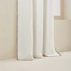 Rideau à Oeillets Noirs NINO Blanc Minéral Et Feston Noir -Décoration & meubles pour la maison rideau a oeillets noirs NINO 006467 WFG 6