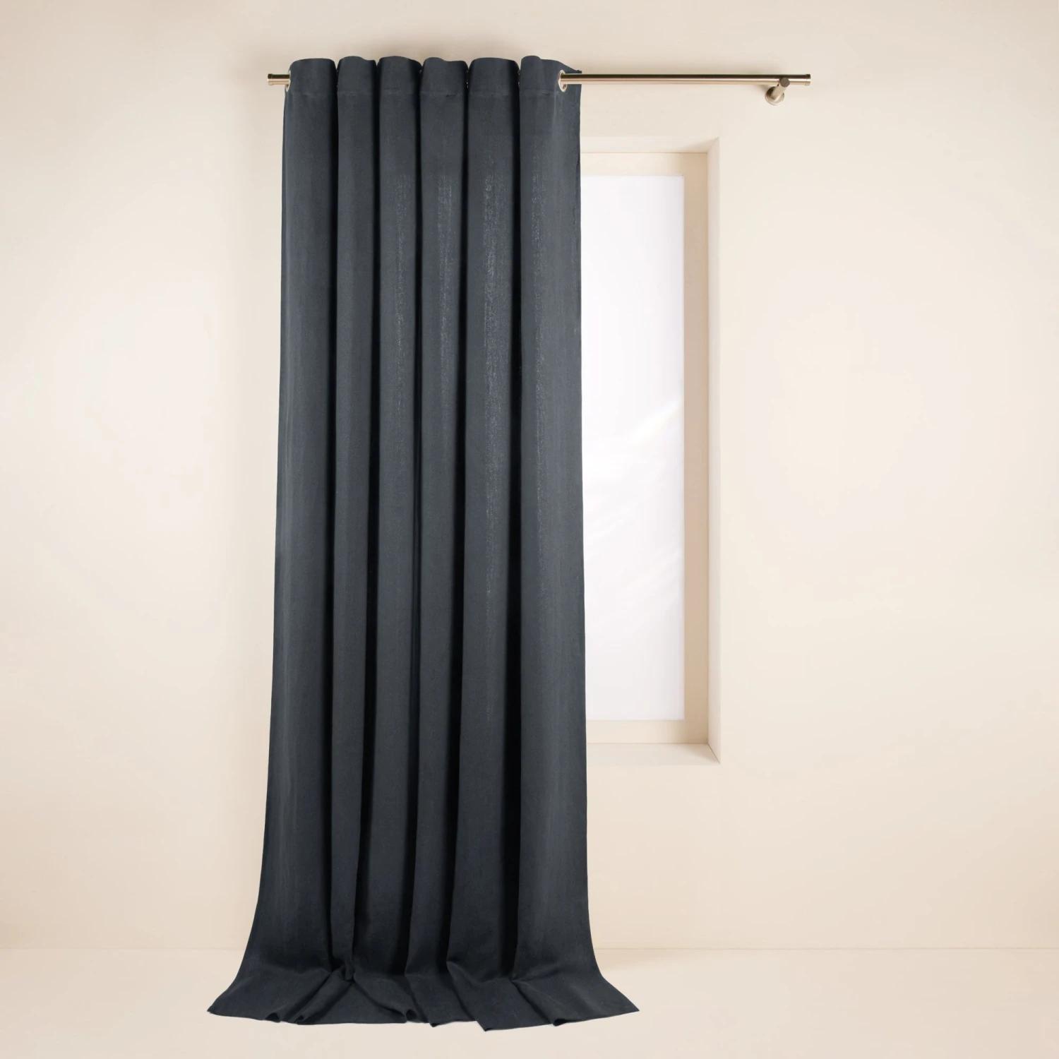 Rideau à Oeillets Argentés AUBIN Gris Foncé 2 Rideau à Oeillets Argentés AUBIN Gris Foncé – Image 2