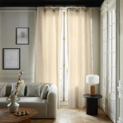 Rideau à Oeillets Argentés LEONARD Beige Doux -Décoration & meubles pour la maison rideau a oeillets LEONARD 008085 N2 1